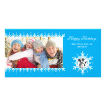 Cartes photos bleus de vacances du flocon de neige photocarte