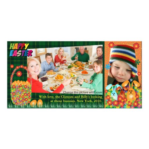 Cartes photos de Pâques : Oeufs et lapins de pâque Photocarte Customisée