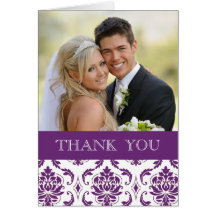 Cartes pourpres de Merci de photo de mariage damas