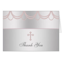 Cartes roses de Merci de Cristening de filles de c