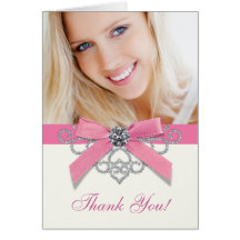 Cartes roses de Merci de photo de diamants blancs