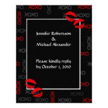 Cartes rouges noires de réponse de mariage d'étrei invitations