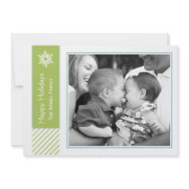 Cartes vertes de flocon de neige et de photo de va faire-part