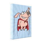 cartoon van het gekke superhero de super varken canvas print  