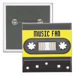 Cassette ouvrière de musique avec le bouton de ban badge