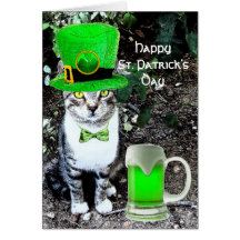 CAT DU JOUR DE ST PATRICK AVEC DE LA BIÈRE IRLANDA CARTES DE VŒUX