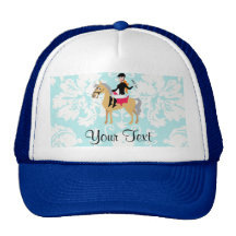 Cavalier turquoise de damassé casquette de camionneur