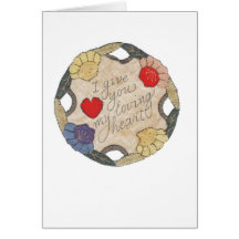 Cercle brodé par coeur carte de vœux