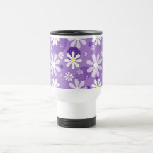 Cercles pourpres de guingan de rétros marguerites tasse