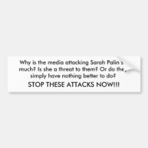 Cessez d'attaquer Sarah Palin Autocollant Pour Voiture