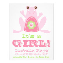C'est bébé rose mignon de grenouille verte de FILL Carton D'invitation