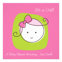 C'est une fille ! Baby shower Cartons D'invitation
