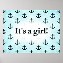 C'est une fille ! Bleus layette de motif d'ancre Posters