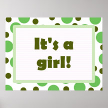 C'est une fille ! Conception de point vert clair Affiche