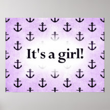 C'est une fille ! Pourpre de bébé de motif d'ancre Poster