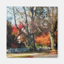 Chambre avec la clôture en automne aimant