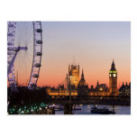 Chambres du Parlement et de l'oeil de Londres Cartes Postales