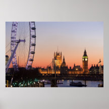 Chambres du Parlement et de l'oeil de Londres Posters