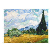 Champ de blé avec la toile de cyprès toile tendue