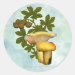 Champignons jaunes avec des autocollants de cosses