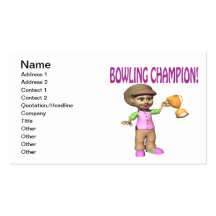 Champion de bowling de femme modèles de cartes de visite