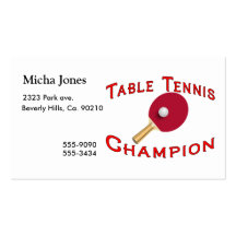Champion de ping-pong cartes de visite professionnelles