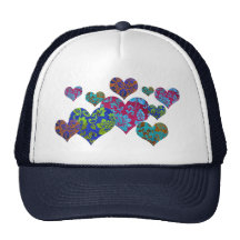 Chapeau de camionneur, motif coloré de coeur de da casquettes de camionneur
