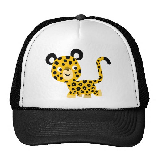 Chapeau de sourire de léopard de bande dessinée mi casquettes de camionneur