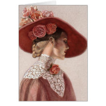 Chapeau rose de cru victorien élégant de Madame be Carte De Vœux