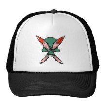 Chapeau vert de crâne casquettes de camionneur