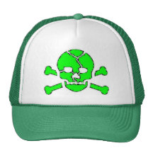 chapeau vert de crâne casquettes de camionneur