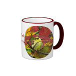 Chardonneret et feuille d'automne mugs à café