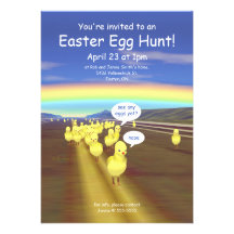 Chasse jaune à oeuf de pâques de route de poussin invitation personnalisable