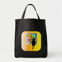 Chat au sac de fenêtre sacs
