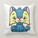 chat bleu de bande dessinée coussin