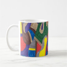 Chat cubiste, tasse d'art abstrait