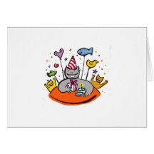 chat d'anniversaire carte de vœux