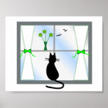 chat dans la fenêtre Gail&apos ; Affiche