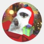 Chat dans le chapeau de Père Noël Autocollants