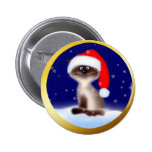 Chat dans le chapeau de Père Noël Badges Avec Agrafe