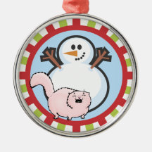 Chat de Caroling et ornement de bonhomme de neige