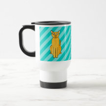 Chat de gingembre sur les rayures turquoises tasse