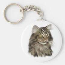 Chat de ragondin tigré noir du Maine Porte-clefs