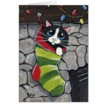 Chat de smoking dans une carte d'art de bas de Noë