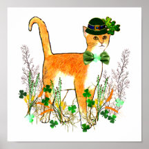 Chat du jour de St Patrick Affiches
