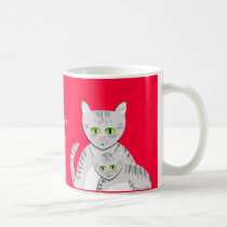 Chat et chaton tigrés argentés de mère tasses
