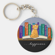 Chat et livres Keychain Porte-clef