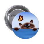Chat et papillon badge avec épingle