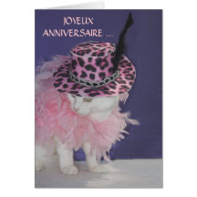Chat français personnalisable/Kitty Carte De Vœux