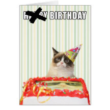 Chat grincheux - carte de joyeux anniversaire